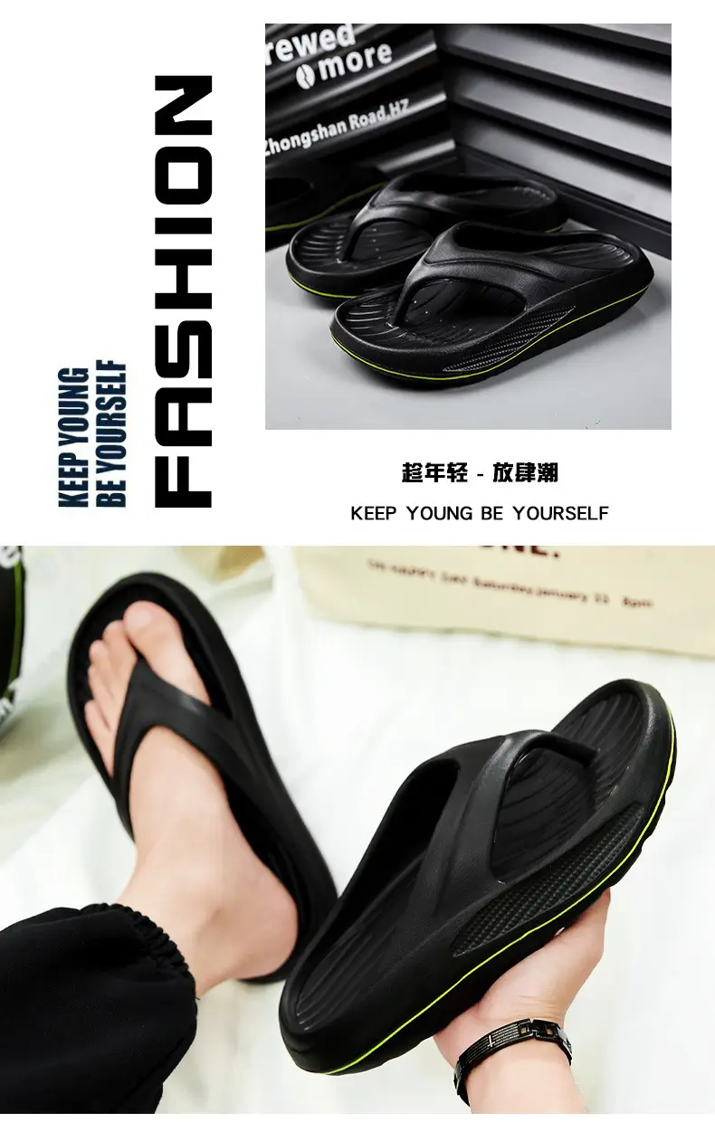 Men's 2024 EVA Beach Flip Flops with Green Sole — feature 5