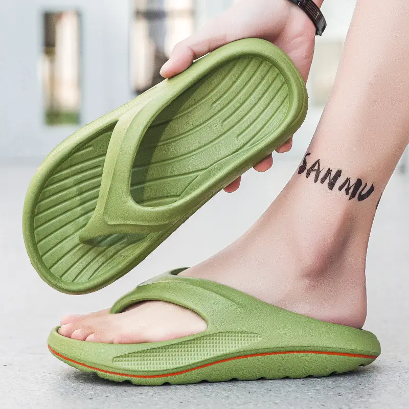 Men's 2024 EVA Beach Flip Flops with Green Sole