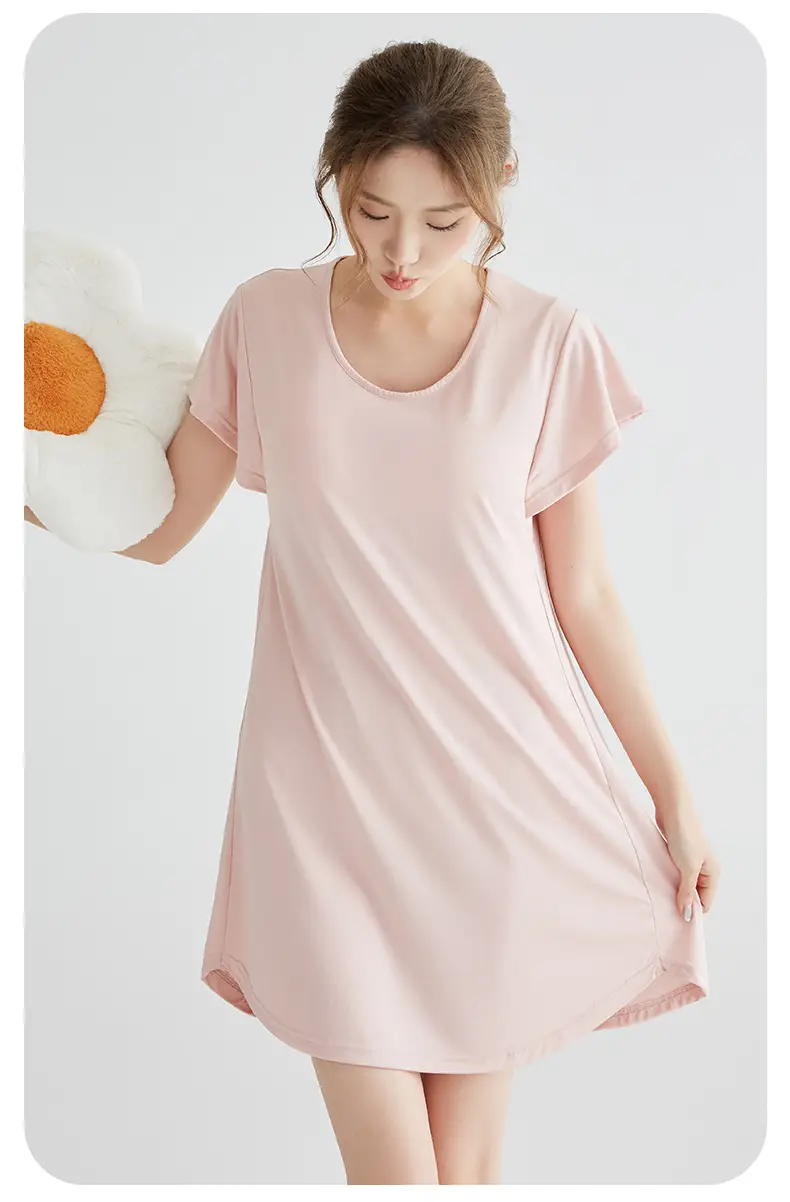 Pajamas for Women, Summer with Breast Pads, High-End Home Clothes, Women's Short-Sleeved Pajamas, Suspenders, Modal Nightgown for Women