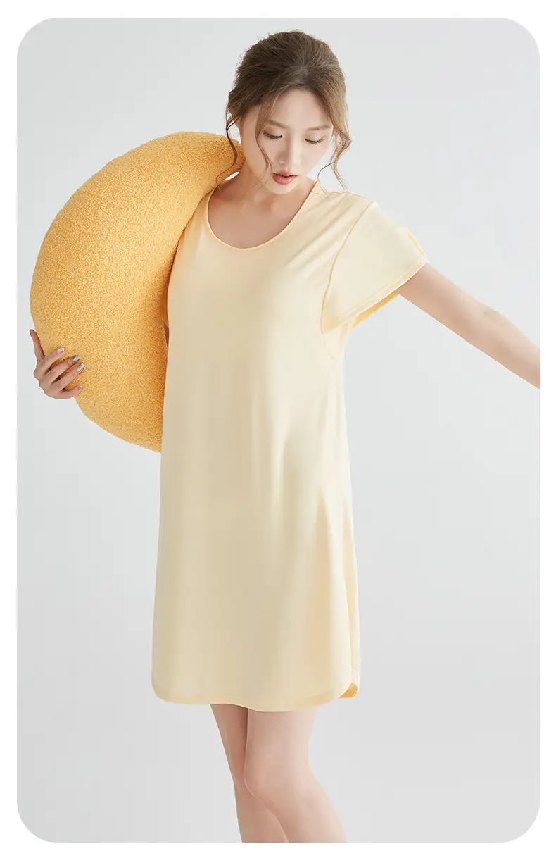 Pajamas for Women, Summer with Breast Pads, High-End Home Clothes, Women's Short-Sleeved Pajamas, Suspenders, Modal Nightgown for Women