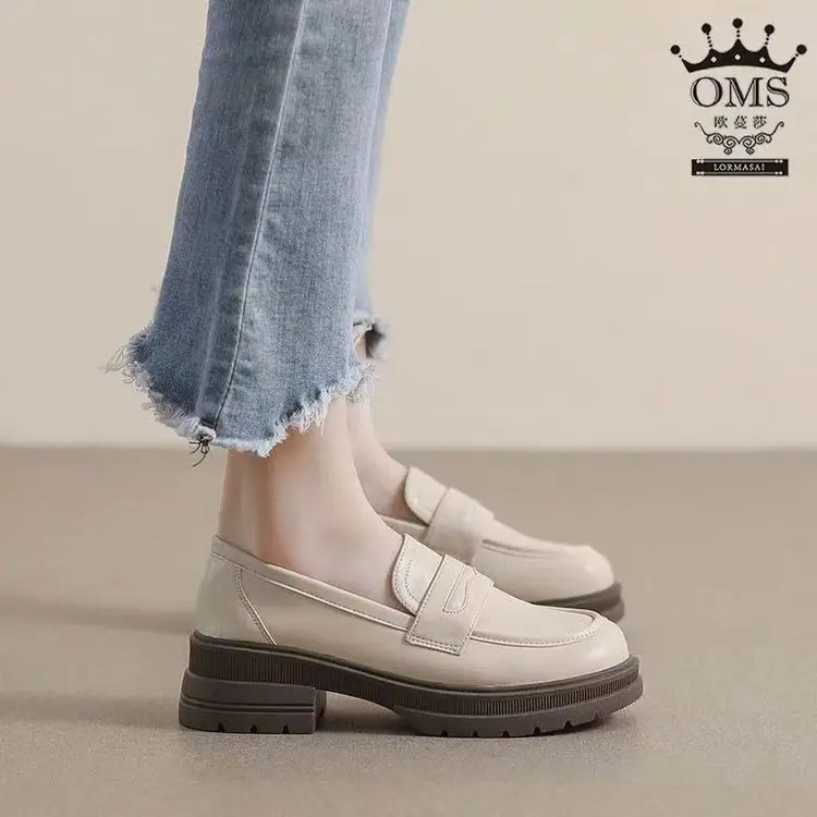 Thick-soled Loafers Women's 2024 New Spring Retro Small Leather Shoes British Style Slip-on Thick Heeled Soft-soled Single-layer Shoes for Women - Image 6