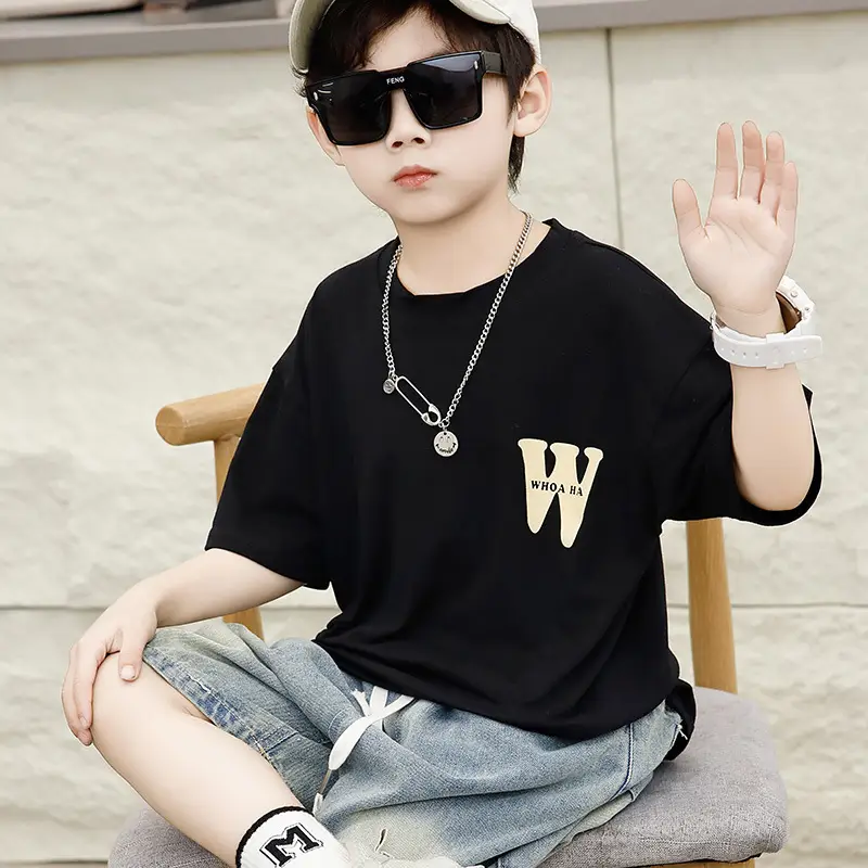 Children's Black T-Shirt Shorts Set Summer Casual Wear