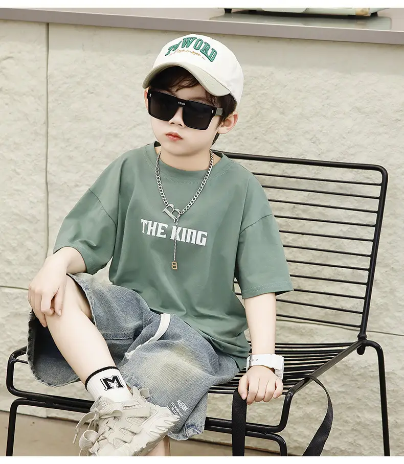 Children's Black T-Shirt Shorts Set Summer Casual Wear — feature 10