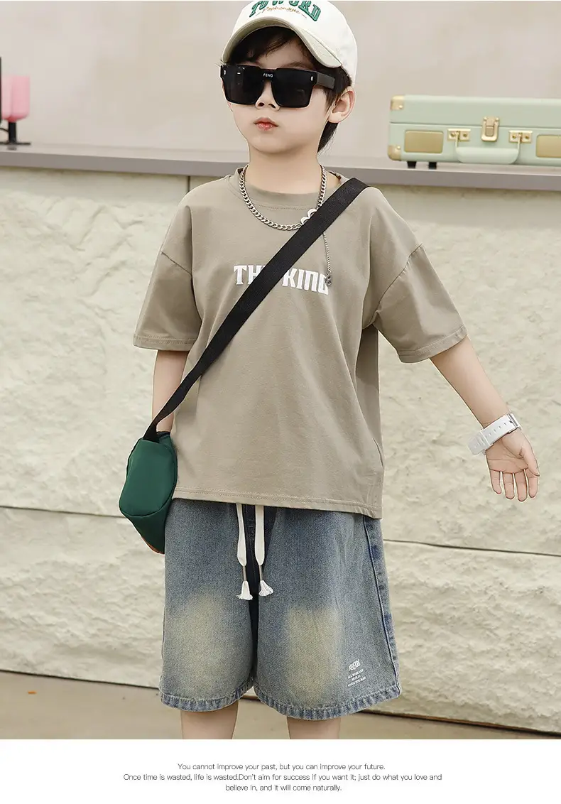 Children's Black T-Shirt Shorts Set Summer Casual Wear — feature 13