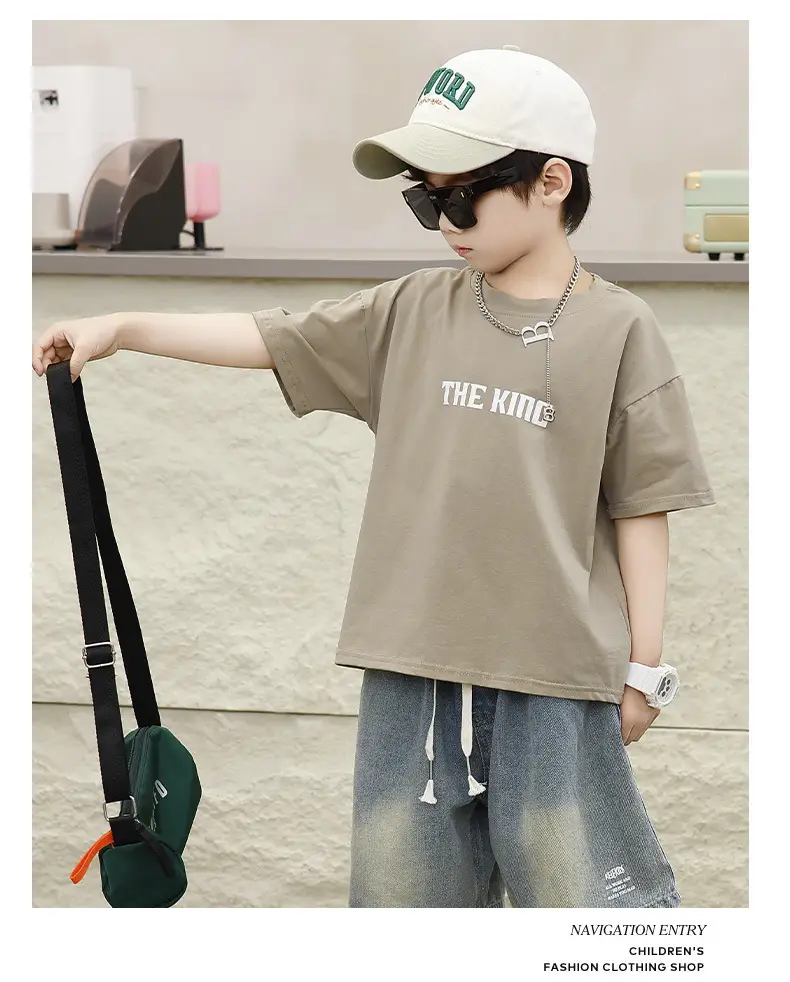 Children's Black T-Shirt Shorts Set Summer Casual Wear — feature 14