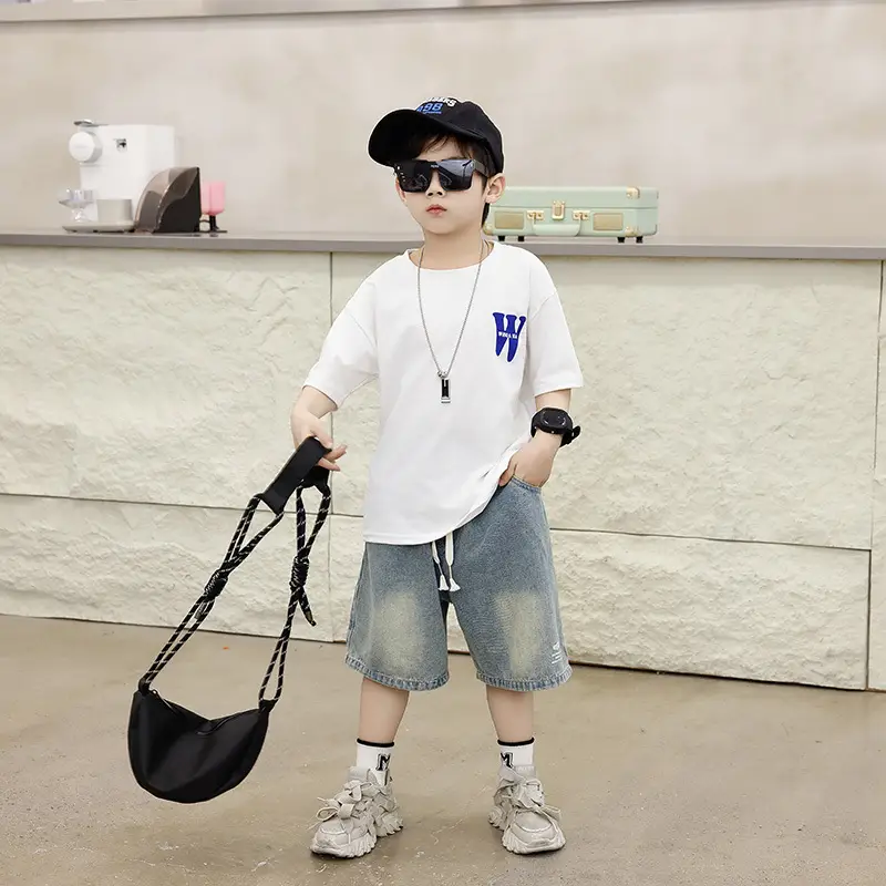 Children's Black T-Shirt Shorts Set Summer Casual Wear — feature 16
