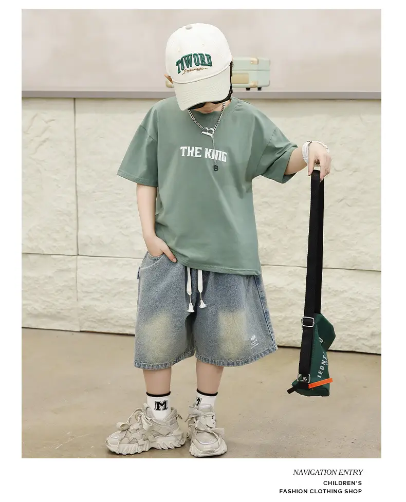 Children's Black T-Shirt Shorts Set Summer Casual Wear — feature 7