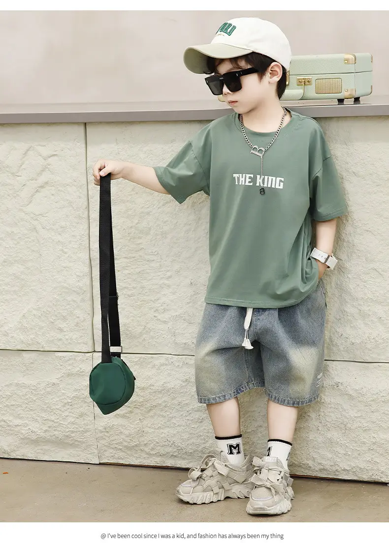 Children's Black T-Shirt Shorts Set Summer Casual Wear — feature 8