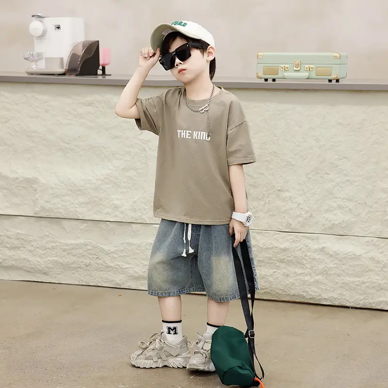 Children's Black T-Shirt Shorts Set Summer Casual Wear