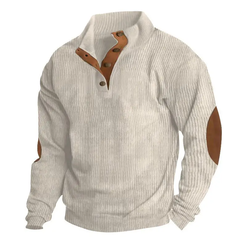 Men's Maroon Corduroy Half-Open Jacket Pullover - Image 9