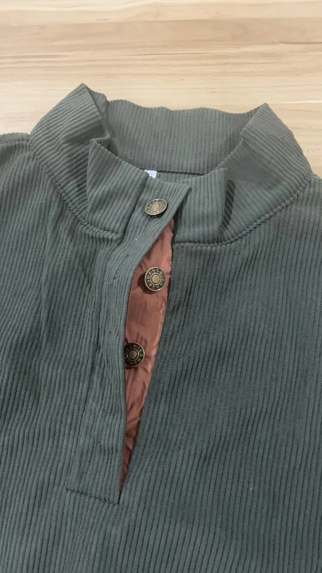Men's Maroon Corduroy Half-Open Jacket Pullover — feature 3