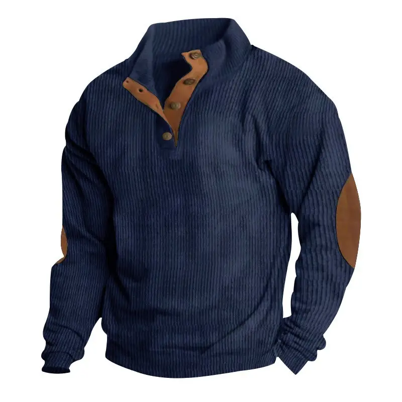 Men's Maroon Corduroy Half-Open Jacket Pullover - Image 2