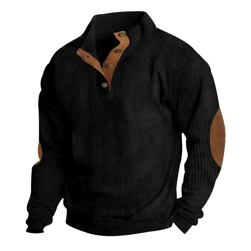 Men's Maroon Corduroy Half-Open Jacket Pullover - Image 6