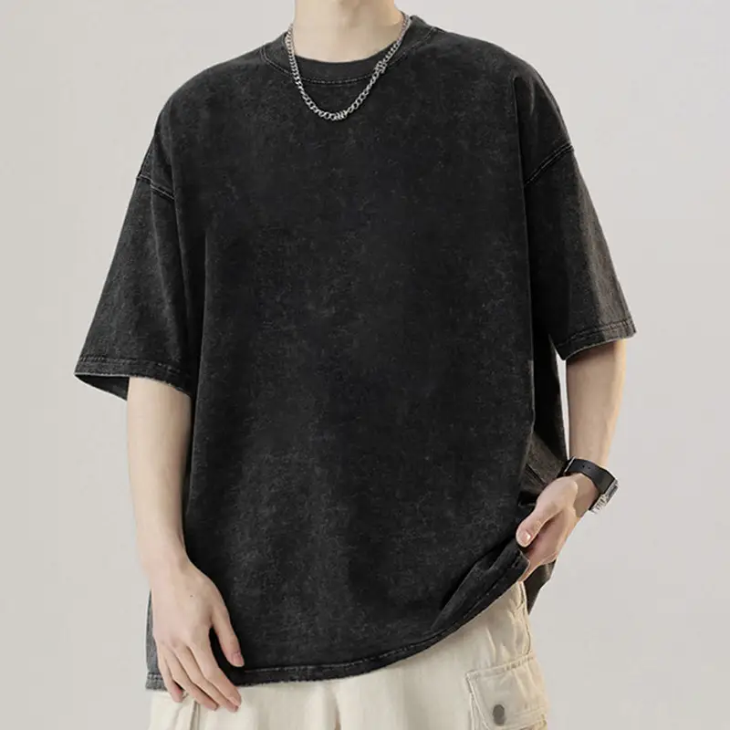 Heavy Duty Pure Cotton Men's T-Shirt Black Short Sleeve