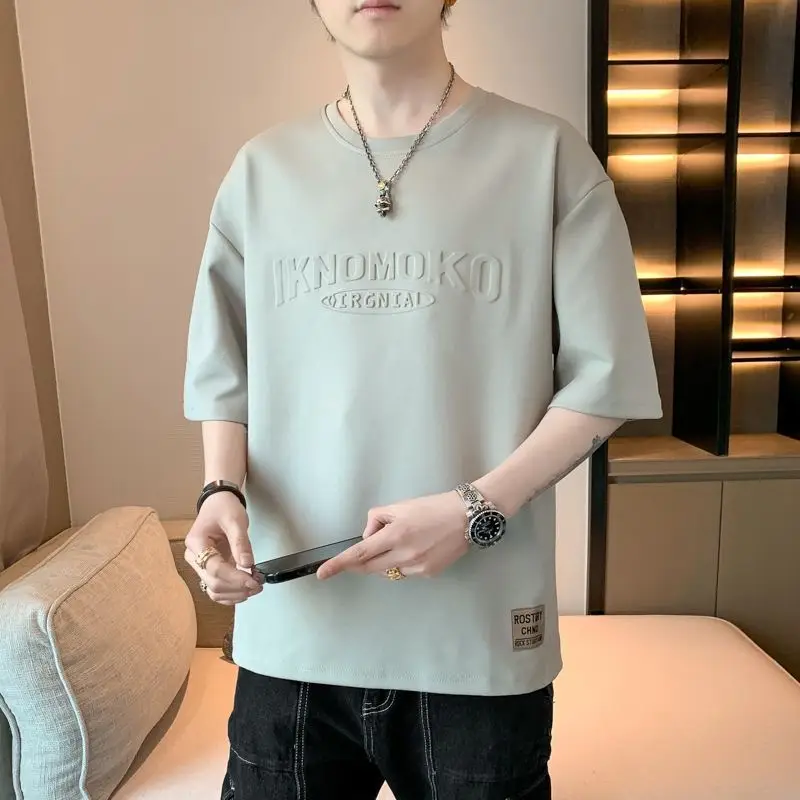 Men White Loose Fit T-Shirt 2024 Summer - Image 4