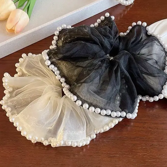 Korean Style Pearl Lace Hair Loop for Women — feature 2