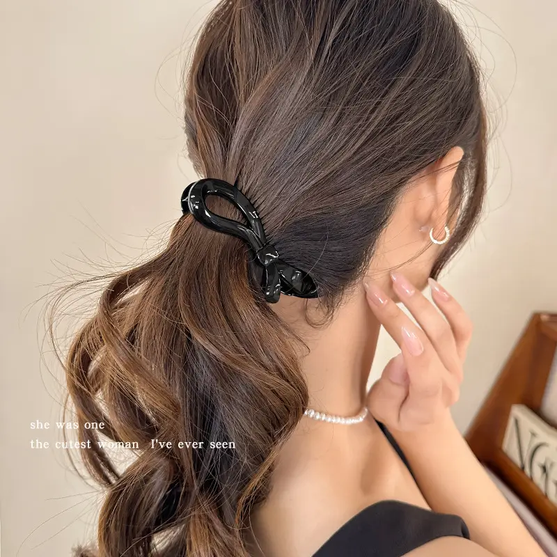 Wooden Bow Ponytail Buckle for Women