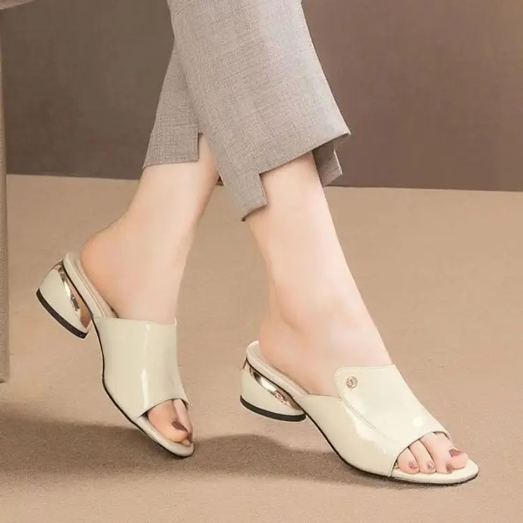 Women's Cream Heel Slippers Summer - Image 2
