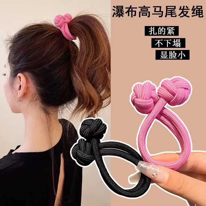 Pink Knot Headband for Girls High Elastic Hair Ponytail Tie - Image 7