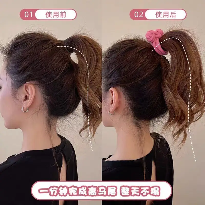 Pink Knot Headband for Girls High Elastic Hair Ponytail Tie - Image 9
