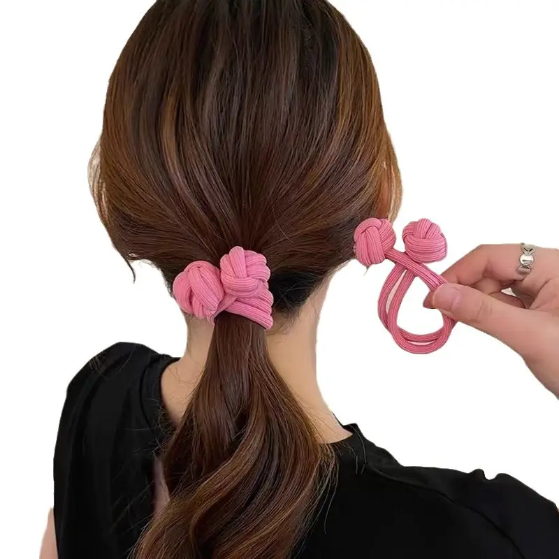 Pink Knot Headband for Girls High Elastic Hair Ponytail Tie - Image 10