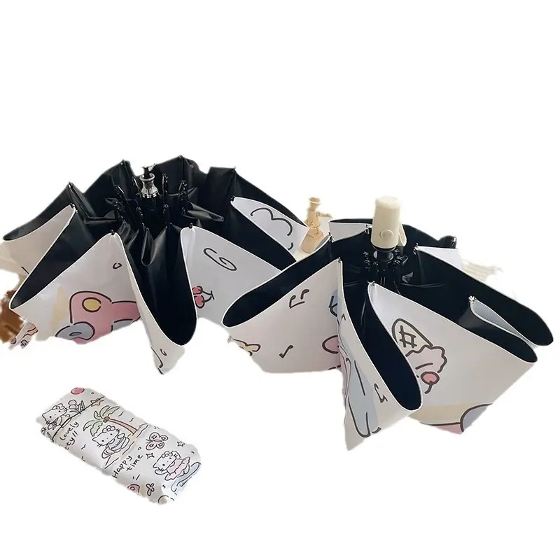 Hello Kitty Sun Umbrella Black Rubber Dual Use - Image 7