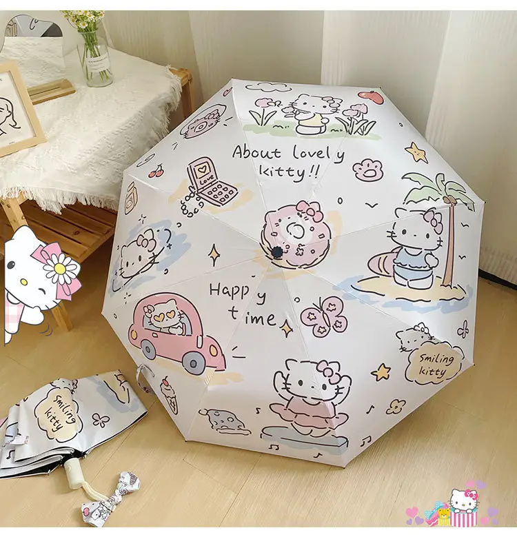 Hello Kitty Sun Umbrella Black Rubber Dual Use — feature 1