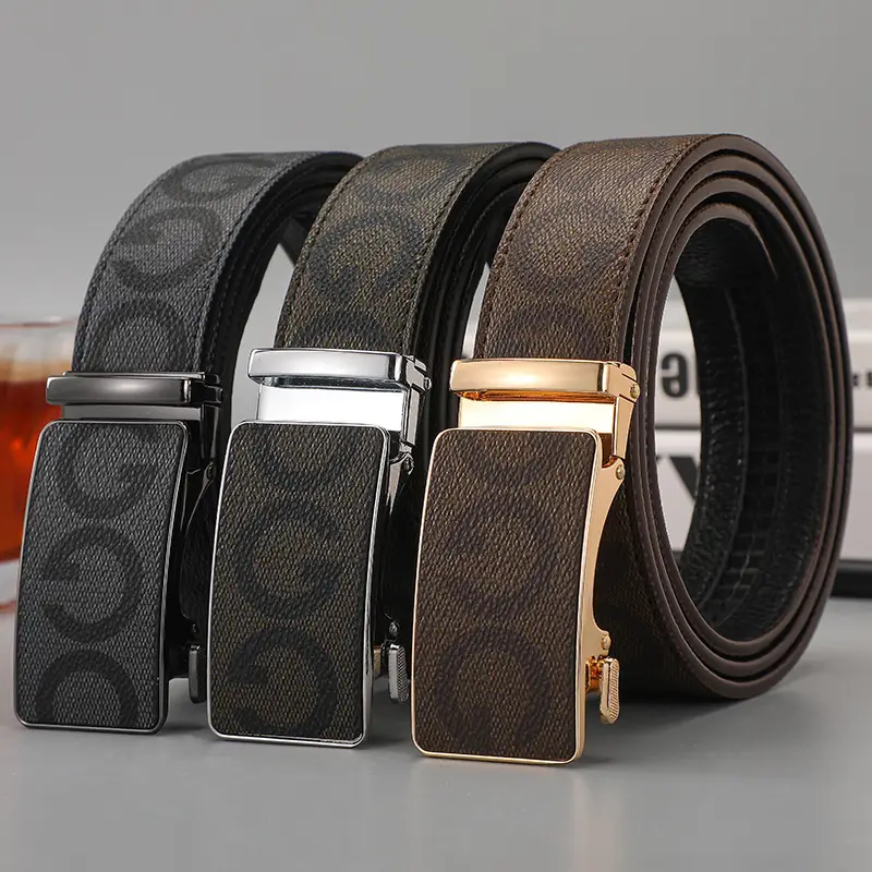 Men's Black G-Crystal Belt with Automatic Buckle