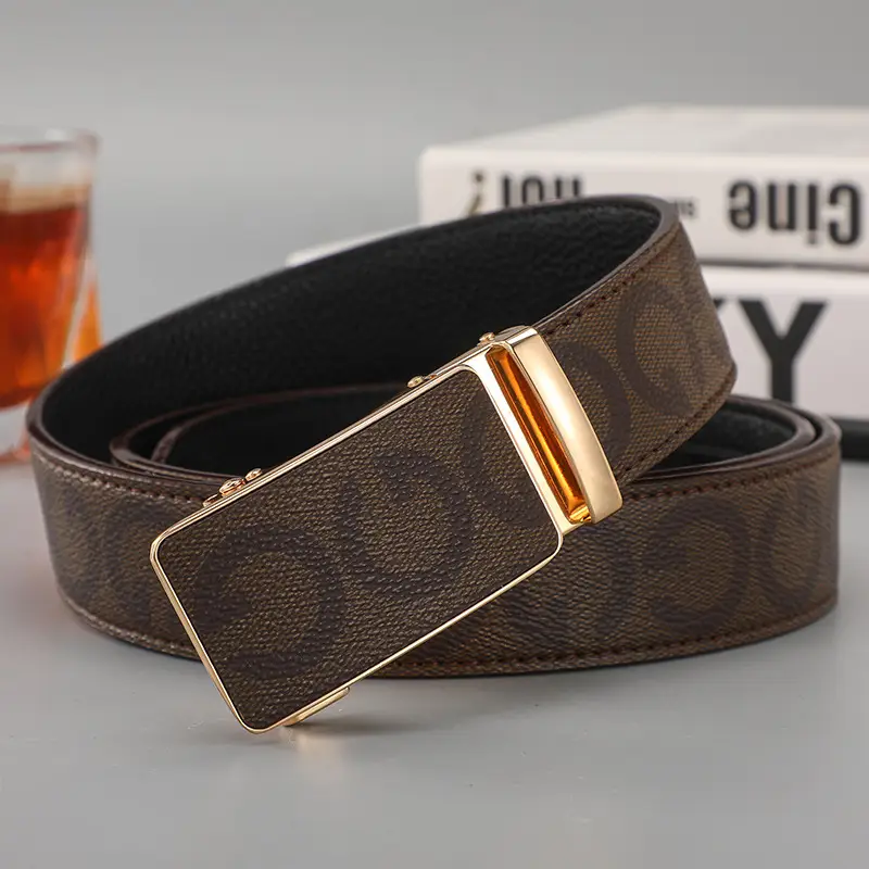 Men's Black G-Crystal Belt with Automatic Buckle