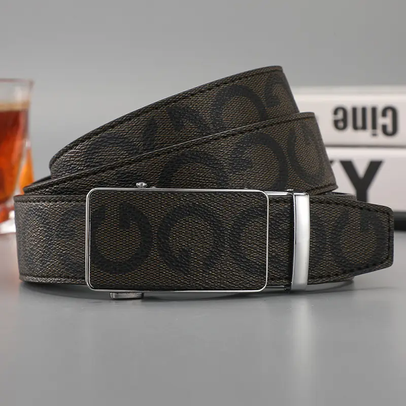 Men's Black G-Crystal Belt with Automatic Buckle