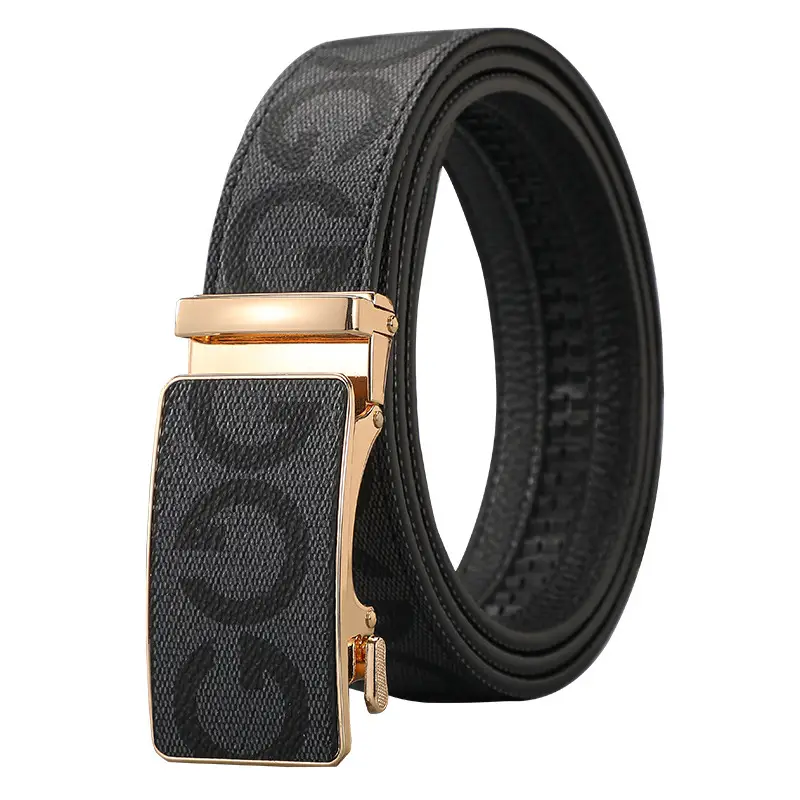 Men's Black G-Crystal Belt with Automatic Buckle