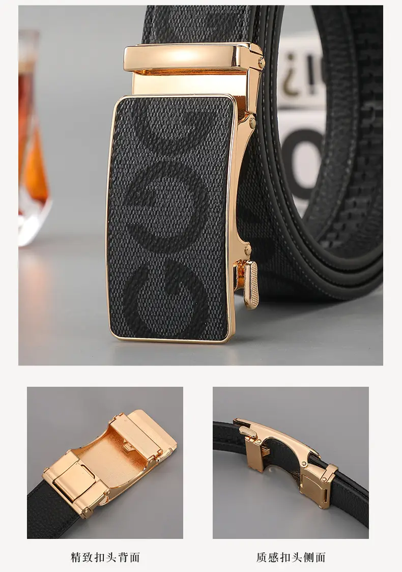 Men's Black G-Crystal Belt with Automatic Buckle — feature 4