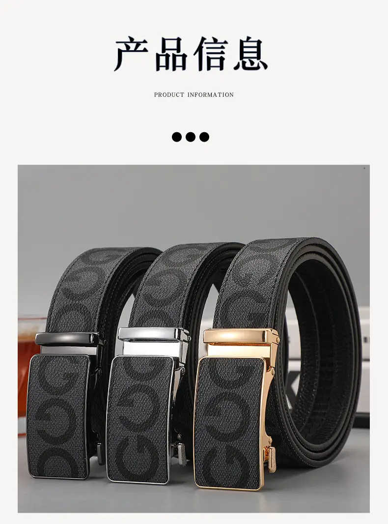 Men's Black G-Crystal Belt with Automatic Buckle — feature 7