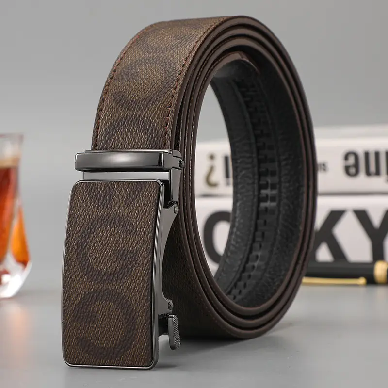 Men's Black G-Crystal Belt with Automatic Buckle