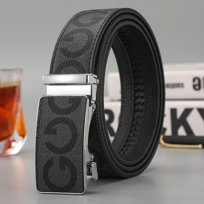 Men's Black G-Crystal Belt with Automatic Buckle