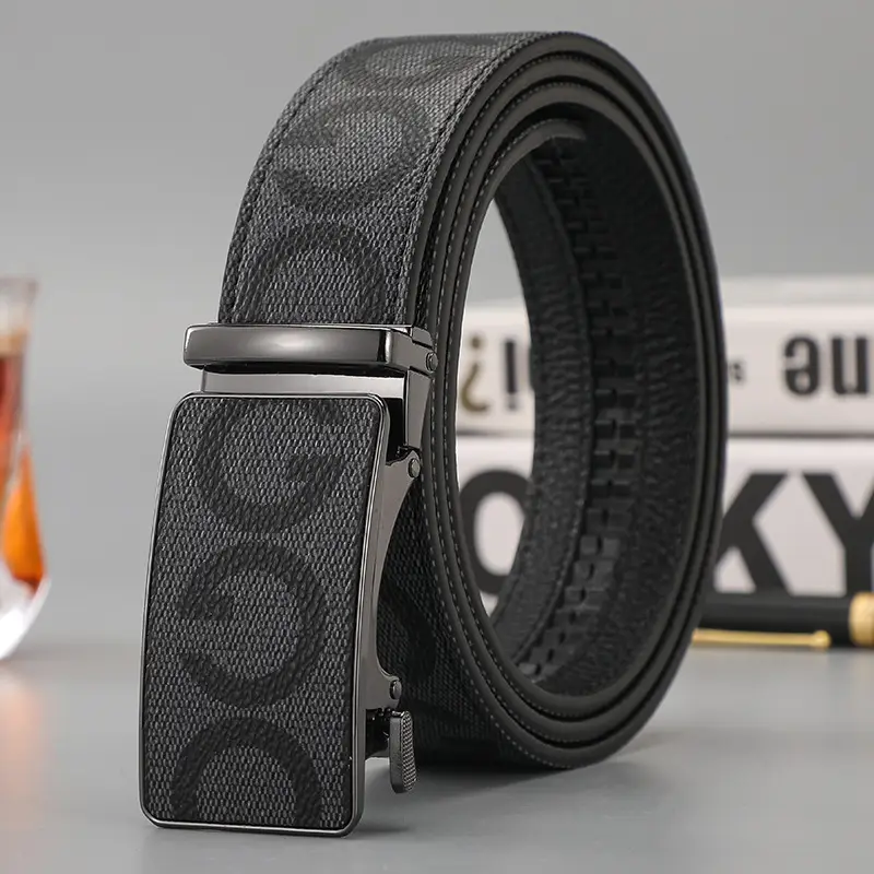 Men's Black G-Crystal Belt with Automatic Buckle