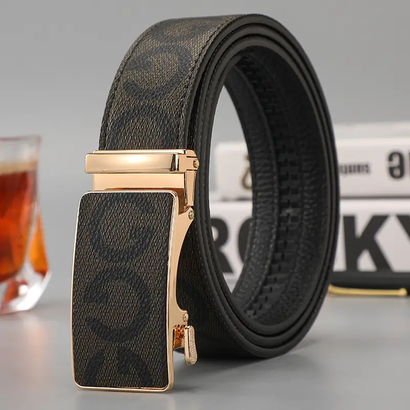 Men's Black G-Crystal Belt with Automatic Buckle