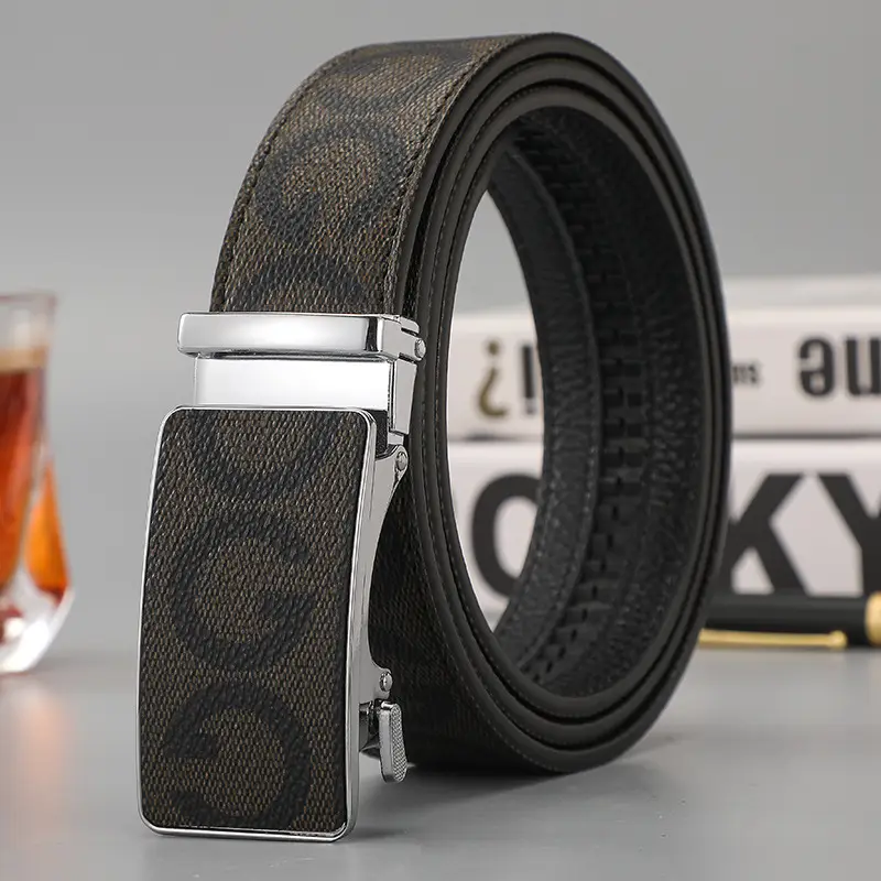 Men's Black G-Crystal Belt with Automatic Buckle