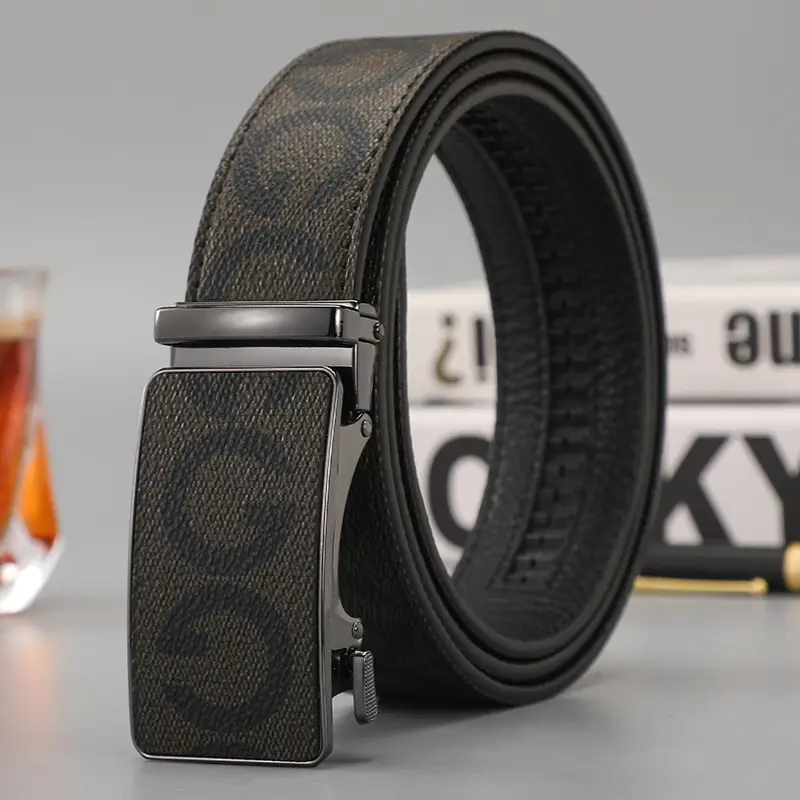 Men's Black G-Crystal Belt with Automatic Buckle