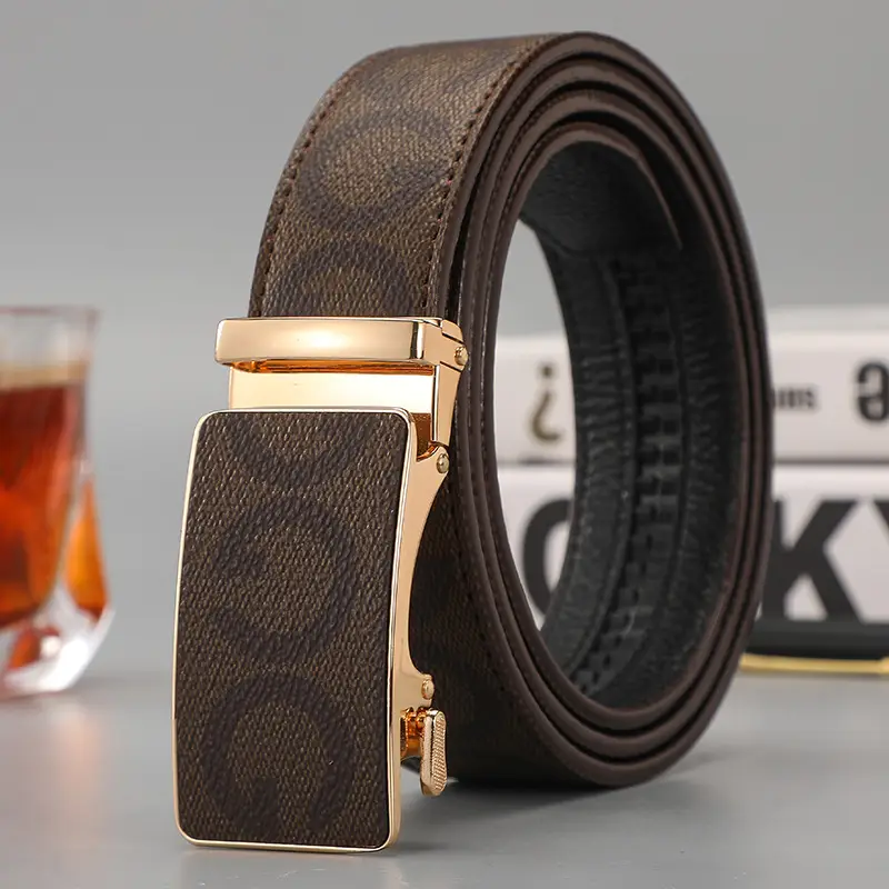 Men's Black G-Crystal Belt with Automatic Buckle