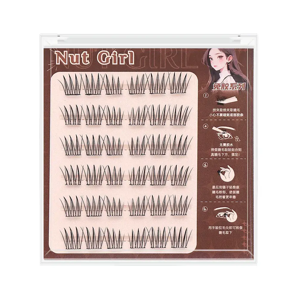 False Eyelashes Princess Girl Glue-Free Lazy Trilogy Natural Curling 6 Rows - Image 21