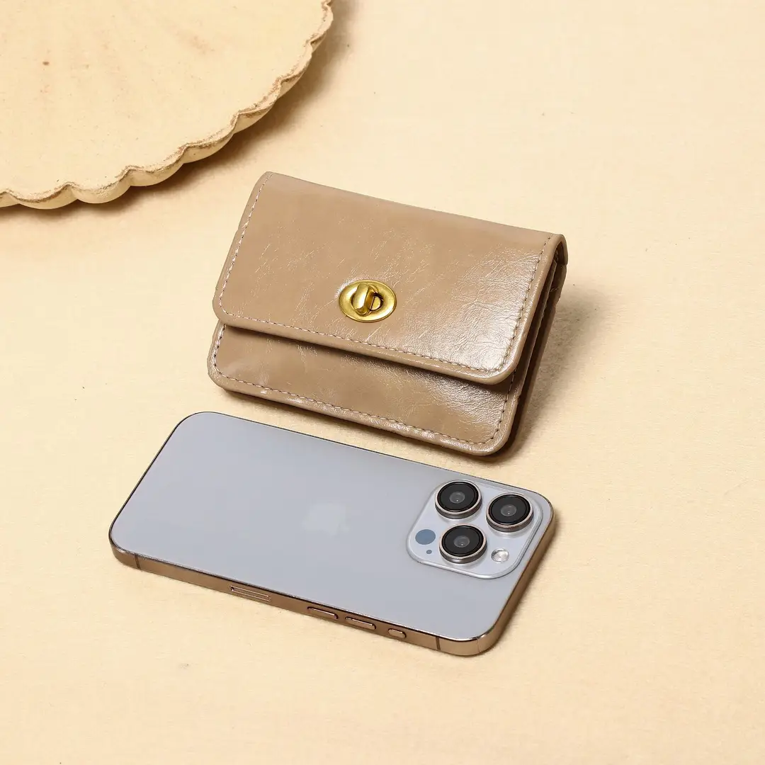 New Korean Style Card Holder Ins for Women Simple Pure Color Retro Lock Multi-Layer Card Holder Women's High-End Wallet Card Holder