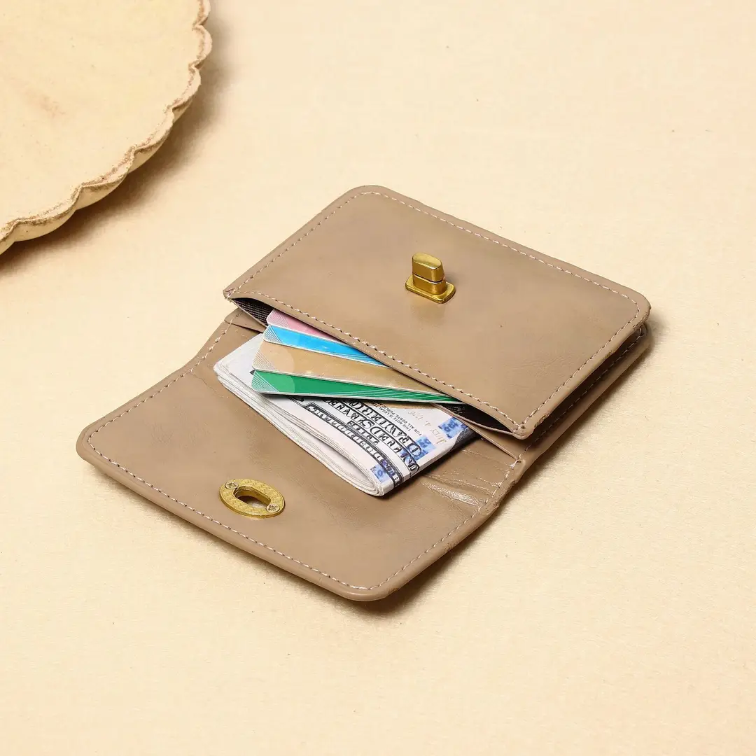 New Korean Style Card Holder Ins for Women Simple Pure Color Retro Lock Multi-Layer Card Holder Women's High-End Wallet Card Holder