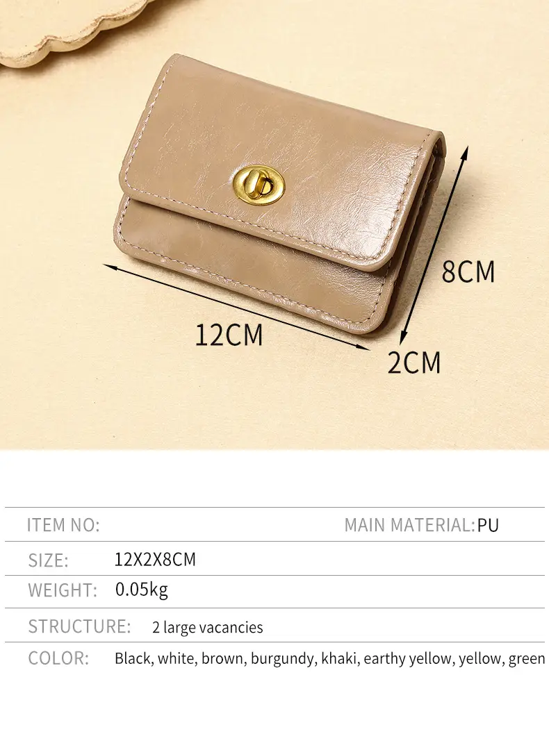 New Korean Style Card Holder Ins for Women Simple Pure Color Retro Lock Multi-Layer Card Holder Women's High-End Wallet Card Holder — feature 4