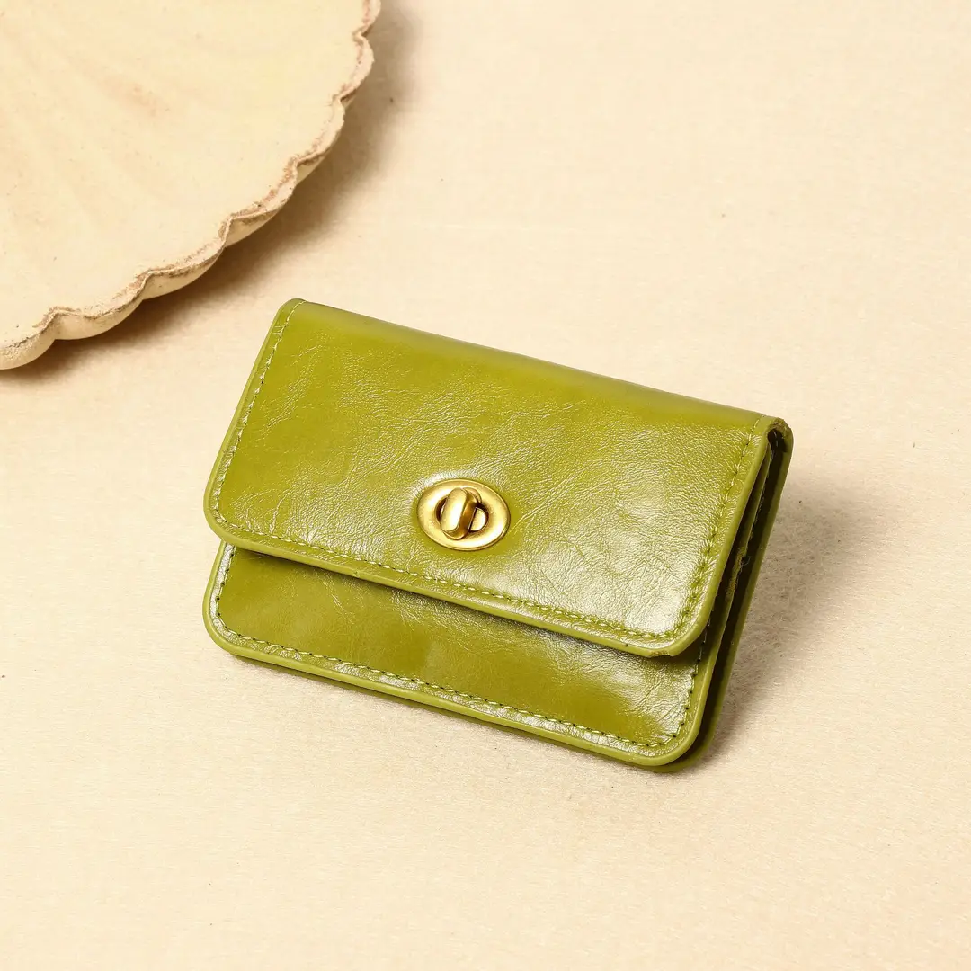 New Korean Style Card Holder Ins for Women Simple Pure Color Retro Lock Multi-Layer Card Holder Women's High-End Wallet Card Holder