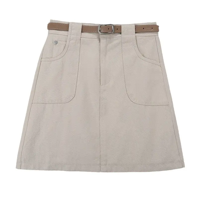 Black High-Waist Flap Pocket Skirt for Women - Image 9