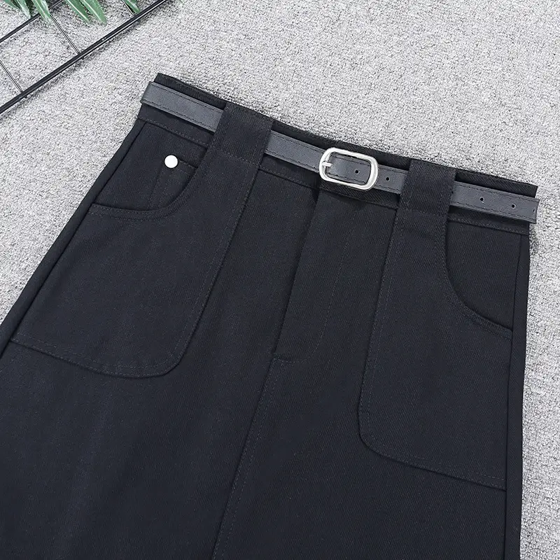 Black High-Waist Flap Pocket Skirt for Women — feature 5