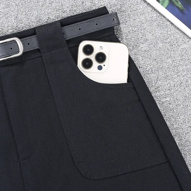Black High-Waist Flap Pocket Skirt for Women — feature 6