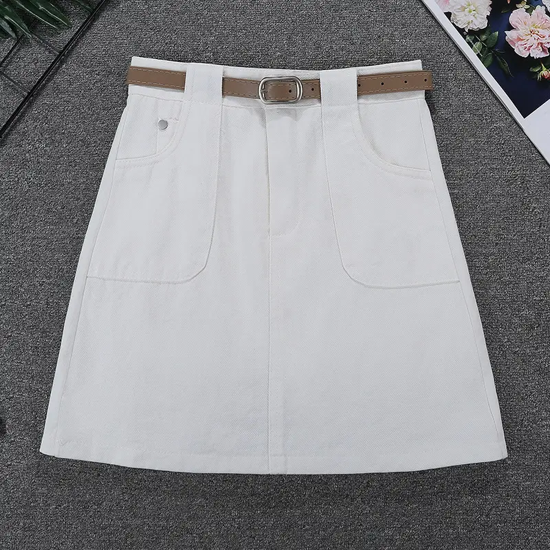 Black High-Waist Flap Pocket Skirt for Women - Image 2