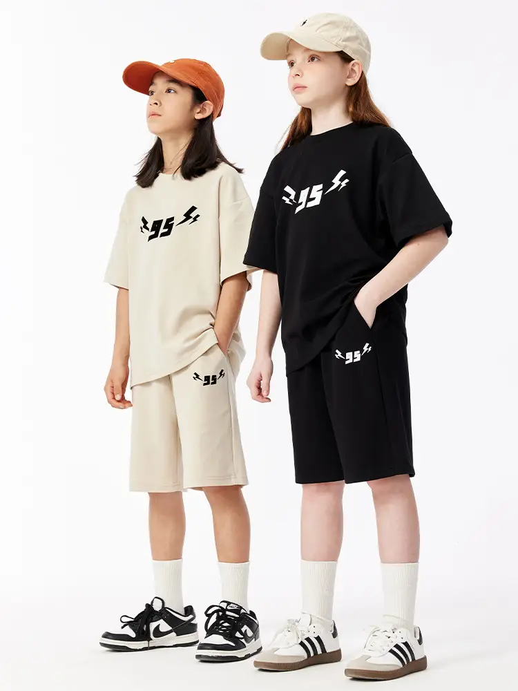 Beige Flocking Kids Shorts Summer Casual Wear - Image 5